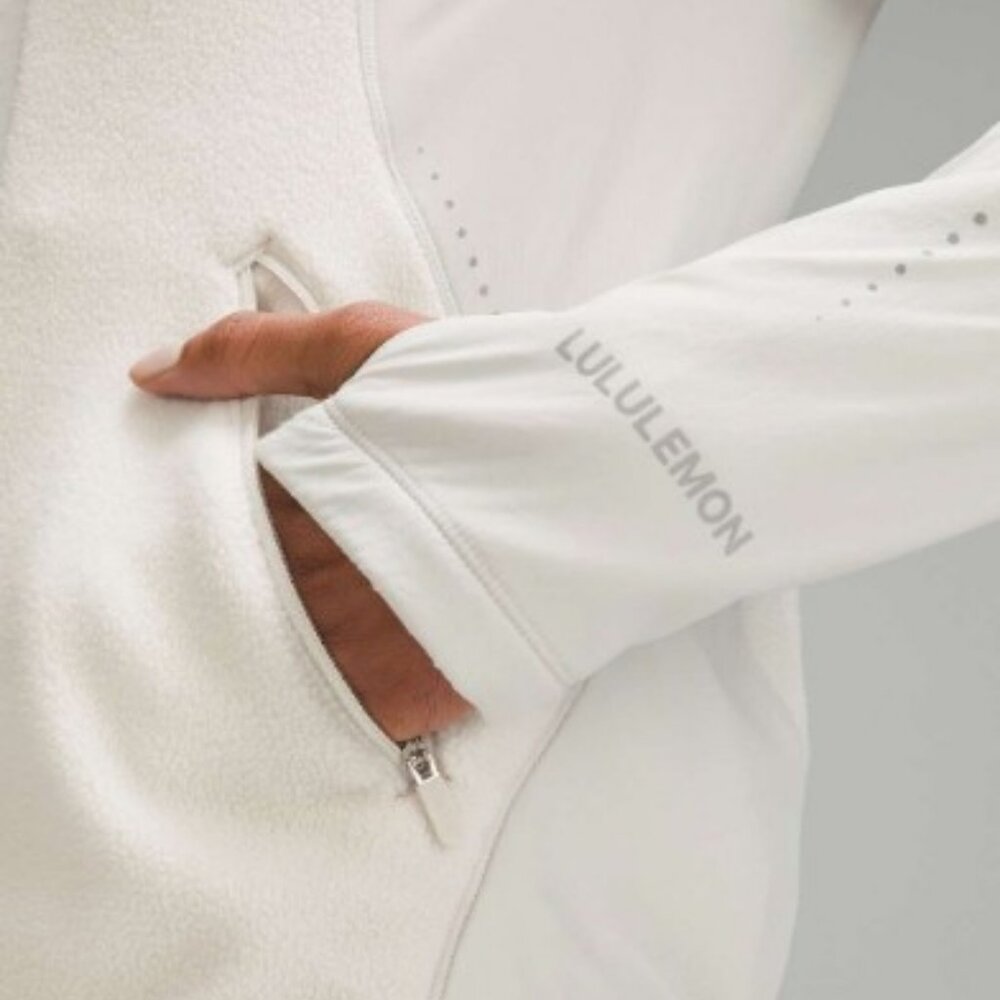 Lululemon fleece lined running jacket white women's size 10 - Picture 3 of 16